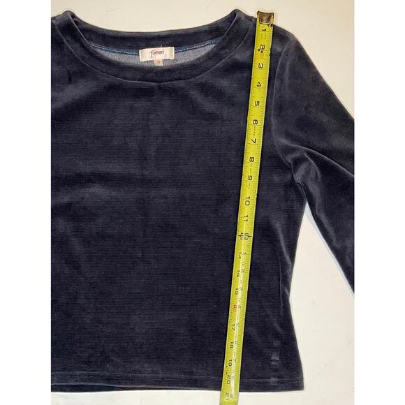VTG Fornari Women’s Ribbed Velour Top Blue Rust Striped Long Sleeve Sz 3 (XS) - Picture 8 of 12
